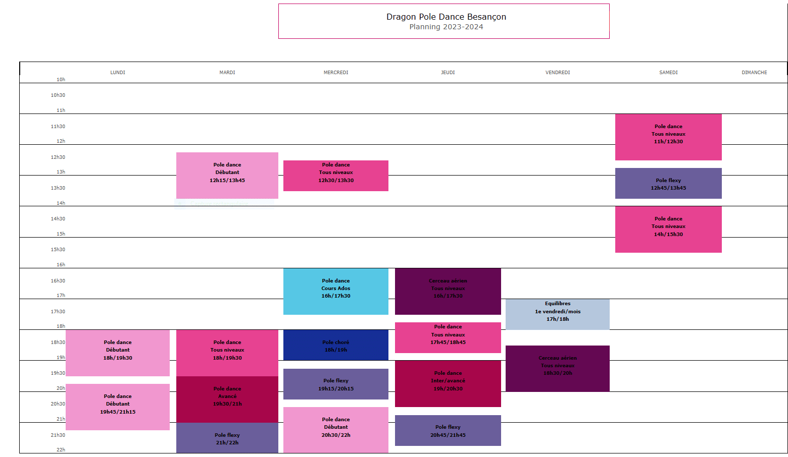Planning Besançon 2024